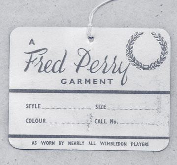 Fred Perry original clothing tag