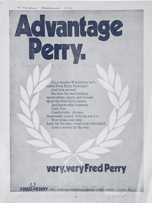Publicidade dos primórdios da marca Fred Perry